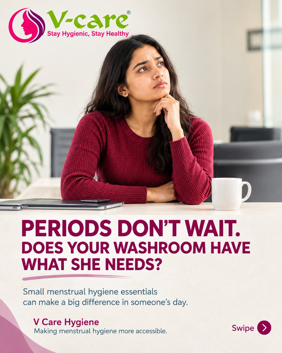 v_carehygiene's tweet photo. Periods don't wait Does your washroom have what she needs? Easy access to sanitary padsResponsible pad disposal Period-friendly washrooms for offices, schools &amp; hospitals.Better menstrual hygiene starts with better facilities
#MenstrualHygiene #PeriodFriendlyWorld #VCareHygiene https://t.co/rFCvHx572x