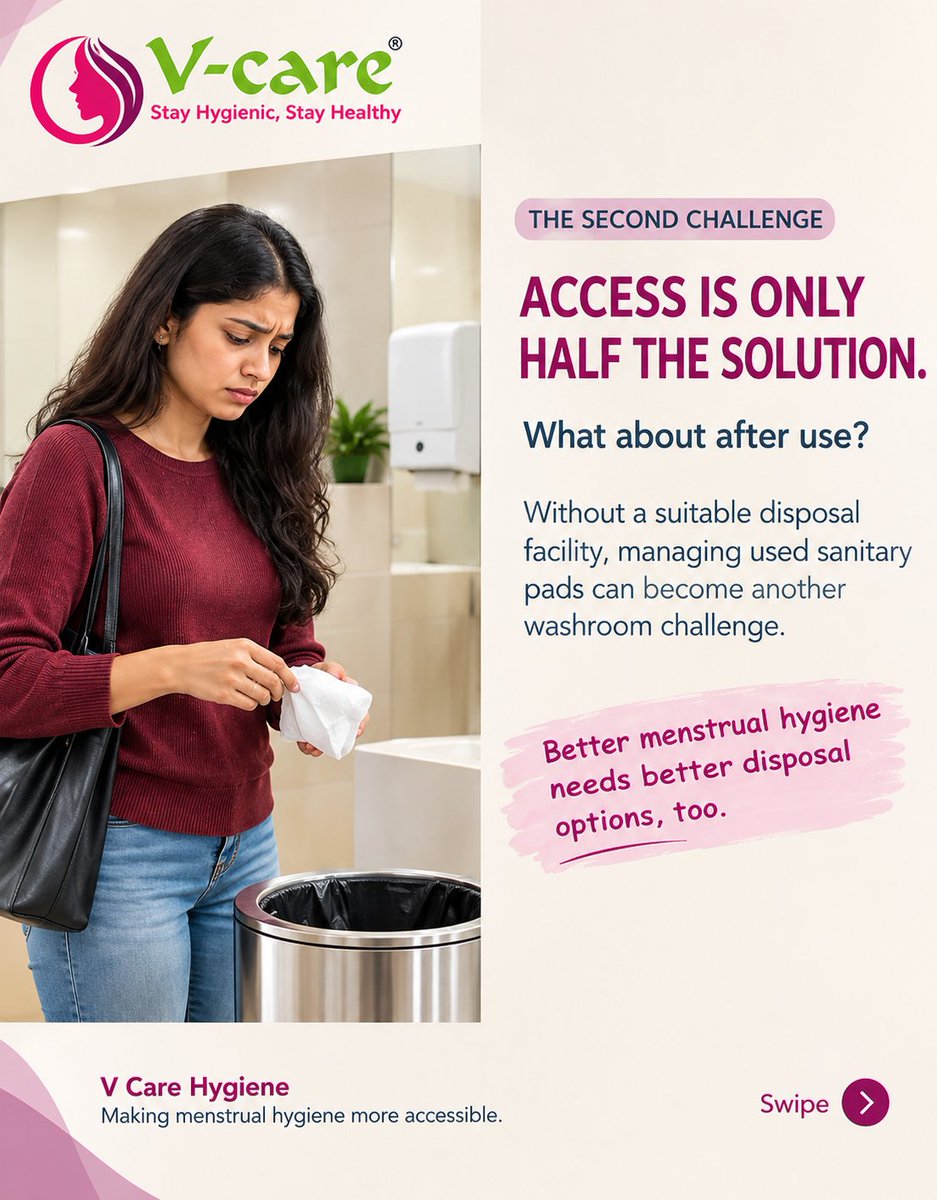 v_carehygiene's tweet photo. Periods don't wait Does your washroom have what she needs? Easy access to sanitary padsResponsible pad disposal Period-friendly washrooms for offices, schools &amp; hospitals.Better menstrual hygiene starts with better facilities
#MenstrualHygiene #PeriodFriendlyWorld #VCareHygiene https://t.co/rFCvHx572x