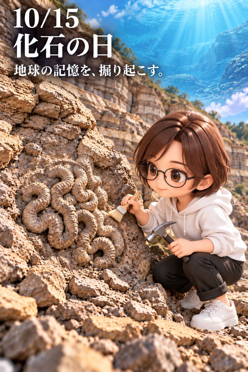 SeiithiM22510's tweet photo. 10月15日は「化石の日」らしいっす。
#さとうさおりさん快気祈願
#記念日 #化石の日

日本を代表する異常巻きアンモナイト、ニッポニテス・ミラビリスが新種として記載された日にちなんで制定されました。
複雑に折り返しながら伸びる、不思議な形の殻。
その姿は、約9000万年前の海に生きていた生物の存在を、今に伝えています。

一つの化石から、想像は遥かな太古の海へ。
地球の記憶を、掘り起こす。

#ニッポニテス 
#化石 #古生物 #白亜紀 #地球の歴史