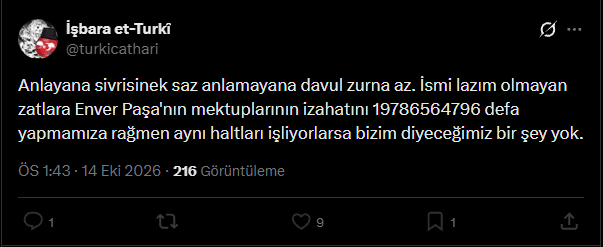 cezrinizam's tweet photo. Bazı arkadaşlar aklen eksik olduğundan dolayı durumun vahimiyetini idrak edememiş olabilir. "Perestiş, Tapmak, Secde etmek, Sevgiden Allah'a isyan edeceğim" demek. Bunlar edebiyat olabilir lakin bunların dinde hiç bir şekilde, en azından sizin çöpten akidenizde yeri yok. Hangi sahabe karısına böyle dedi? Hangi Allame, Fakih veya Müçtehid böyle şeyler söyledi? Hangisi buna cevaz verdi? Madem bunlar tevil edilebilir, erkek gibi Hallac-ı Mansur, İbni Arabi hatta biraz daha ileri gidip gulat şiilerin tekfirinden vazgeçecek misiniz? Tekfir zahir ile olur deyip, cehalet mazeret değildir deyip, karı gibi sevdiğiniz adamlardan dolayı akidenizden açık mı veriyorsunuz? O zaman ben size söylüyorum, sizin dininiz de imanınızda larp. Siz sadece bu dini larp ve tarihi şahsiyetler üzerine güdüyorsunuz. Bizim asli sorumuz Edebiyatın dindeki yeri ne? Buna halen cevap alamadık. Edebiyat fıkhı şeyleri cerh etmiyor. Hurifilerin neden idam edildiğini veya Nesimi'nin idamını nasıl açıklayacaksınız? Sizde Allah korkusu olsa az aklınızı çalıştırır öyle konuşursunuz ama düşünüyorum ki aklınız 100 sene sigara içmiş kart birinden beter olmuş. Bu tür edebiyatın dinde ve fıkhı yeri ne onu açıklamanızı bekliyoruz.