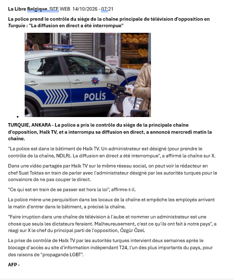 CoolsMarc's tweet photo. Le silence ou la mollesse des gouvernements et de la Commission européenne face aux atteintes à la démocratie en Turquie est inacceptable. Après de nombreux maires de l’opposition emprisonnés, c'est la principale télévision de l'opposition dont la police a pris le contrôle ! https://t.co/ninz8OaA69