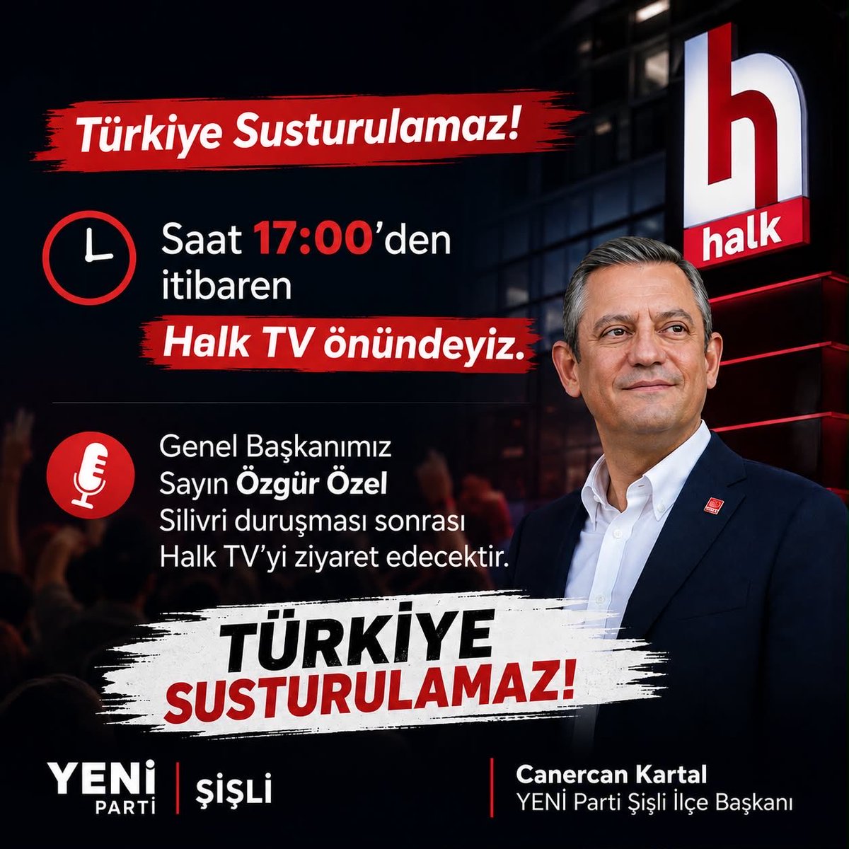 HamitEres's tweet photo. Saat 17.00’den itibaren Halk TV önündeyiz.

*Türkiye susturulamaz!*

Adres: Maltepe Mahallesi, Litros Yolu Sk. No:22 Zeytinburnu/İstanbul https://t.co/JKuA3o40VJ