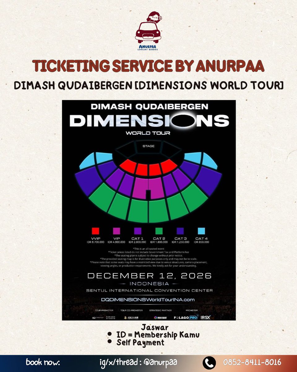 Anurpaa's tweet photo. OPEN SLOT FOR JASWAR DIMASH QUDAIBERGEN [DIMENSIONS WORLD TOUR]

📅 12 Desember 2026
📍 Sentul International Convention Center

📩 DM atau WhatsApp kami untuk amankan slotmu sekarang!
📲 Book Now: 0852-8411-8016

#DimashQudaibergen #DIMENSIONSWorldTour #DimashIndonesia https://t.co/zRMV5cPNOR