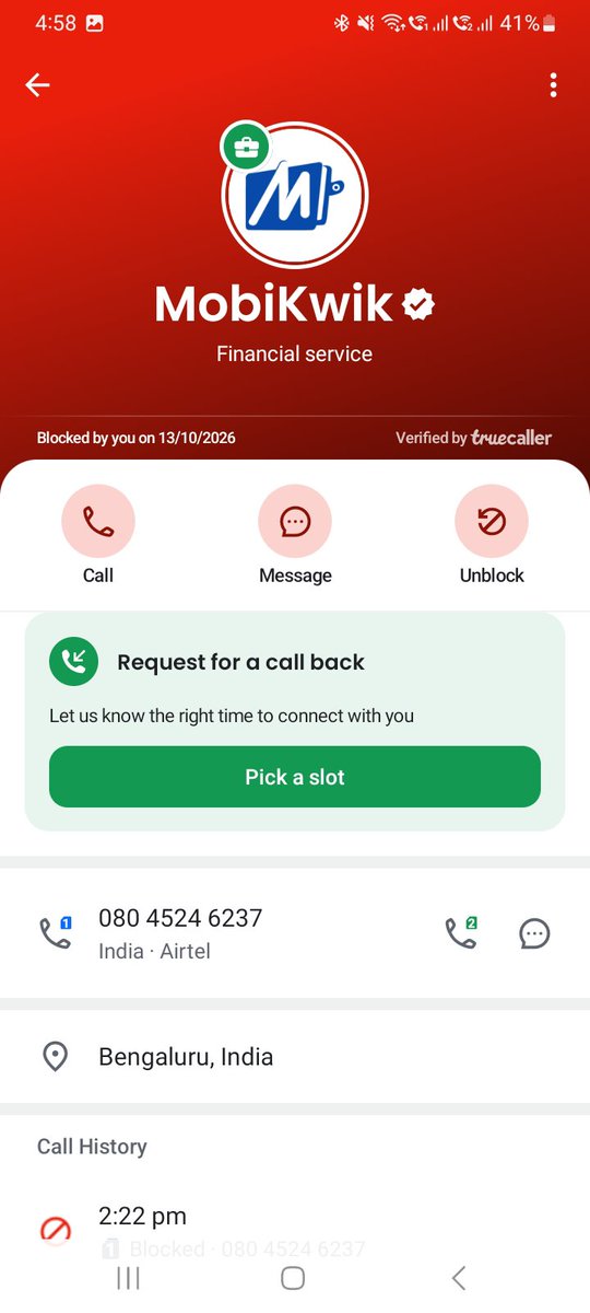 ranjeettech4's tweet photo. @MobiKwik @MobiKwikSWAT 
I already raised issue multiple times to Stop promotional calls. 
But, you are continuously doing promotional calls.
Stop them.
@PMOIndia @MIB_India @GoI_MeitY @DARPG_GoI @TRAI https://t.co/s3xKmVvkPy