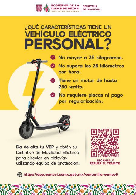 LaSEMOVI's tweet photo. Si utilizas un Vehículo Eléctrico Personal, identifica sus características.😃✅

Obtén tu Distintivo de Movilidad Eléctrica y circula con responsabilidad.
https://t.co/eruooAUKbA https://t.co/RbF0lvxeiY