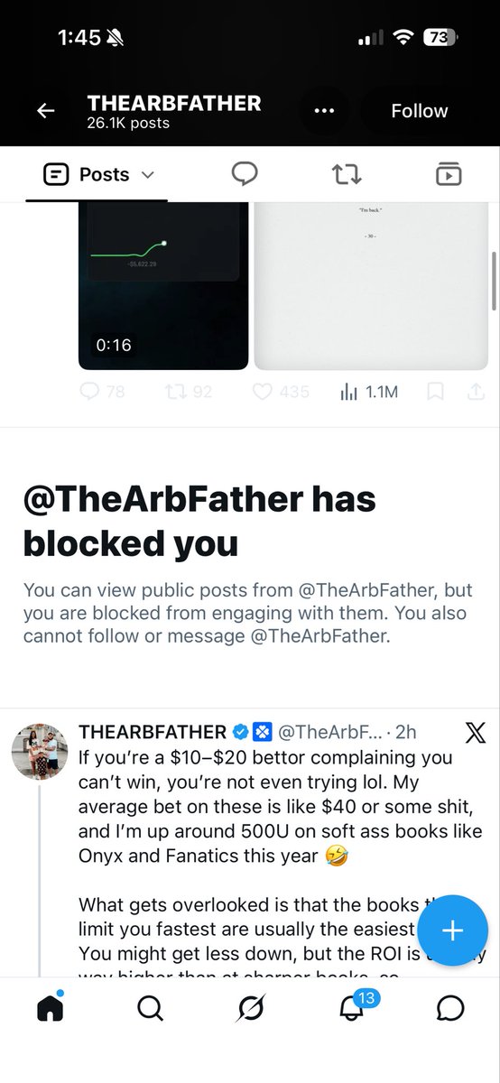 stressnbless's tweet photo. Hahaha the truth hurts!!! Gambling twitter = fake. This tardo is raising a kid off gambling money. You Cant even afford to take your girl to dinner. But let’s try to scam every day workers into using your code. Little Bitch, I am your father. https://t.co/Zv3oYYuBJp