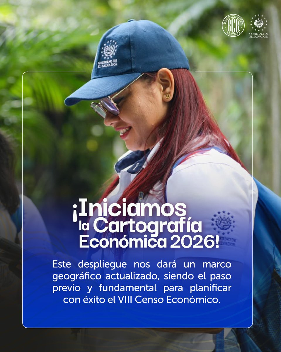 bcr_sv's tweet photo. Durante dos meses, más de 1,400 personas y 300 vehículos del Banco Central de Reserva recorrerán los 14 departamentos, 44 municipios y 262 distritos para ubicar y registrar los negocios que mueven la economía de El Salvador. https://t.co/8v7vk1avW2