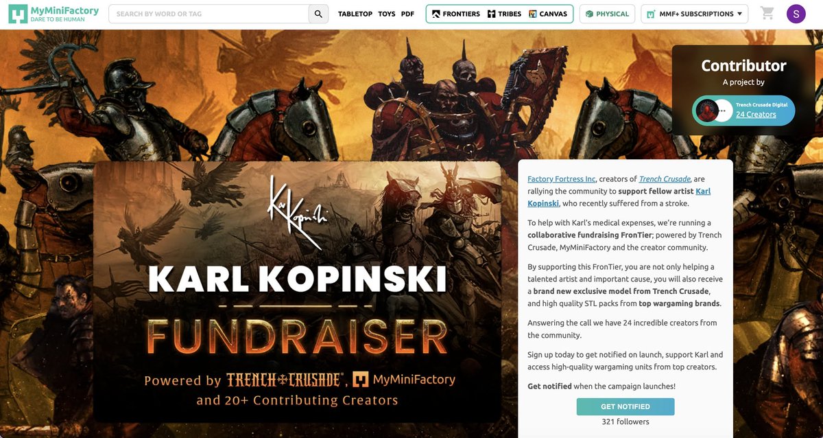 SonataNocturne's tweet photo. You can now sign up for our Karl Kopinski fundraiser on MMF! Many creators have decided to join us to help Karl with his medical expenses.   Get your hands on a brand new Trench Crusade miniature and help out an artist who has done so much for the hobby!
https://t.co/DgIUhbKJCw https://t.co/0cYnUSDGsN