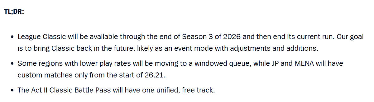 Spideraxe30's tweet photo. League Classic will be ending at the end of Season 3 this year and will be sporadically brought back as a rotating game mode. https://t.co/yr00LeKgay
