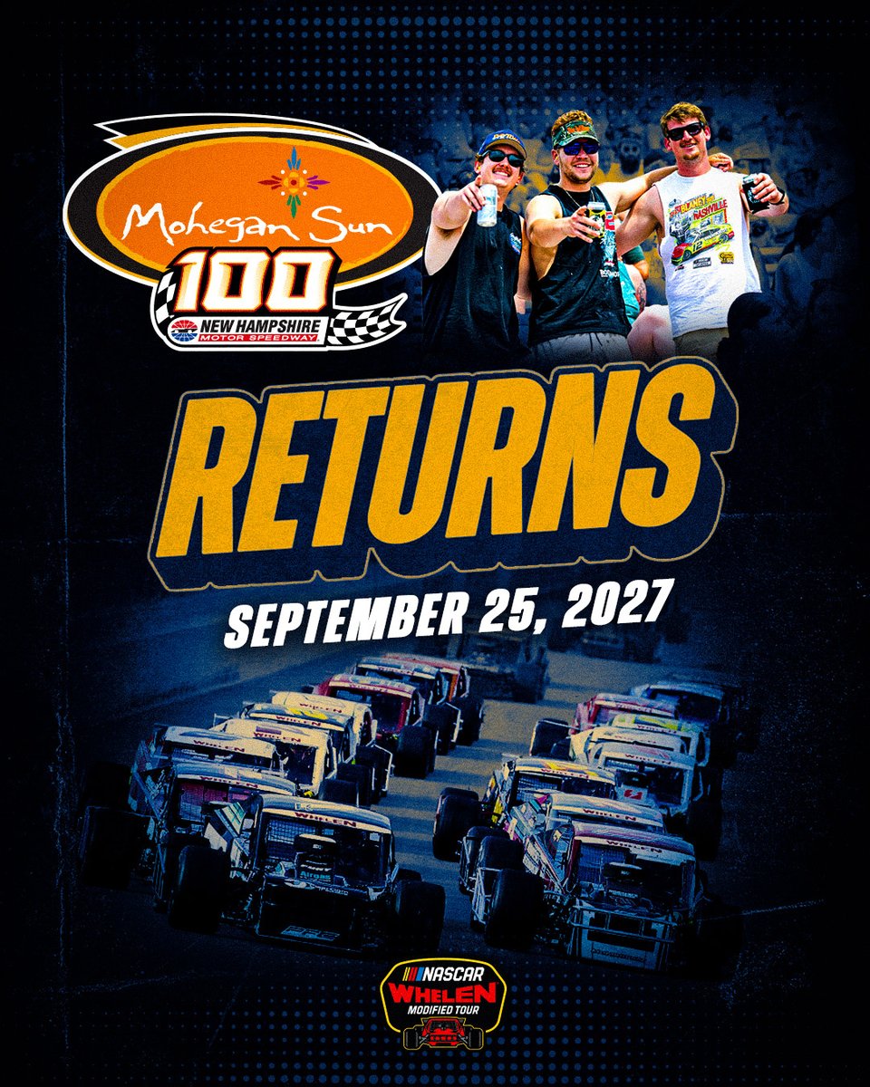 NHMS's tweet photo. The Mods Are BACK in 2027! 🙌 

One day. Two races. Double the action. 

You won’t want to miss this doubleheader! ➡️ https://t.co/JlM3XkncMl

#MoheganSun100 | #EJP175 https://t.co/zQqugG9xFQ