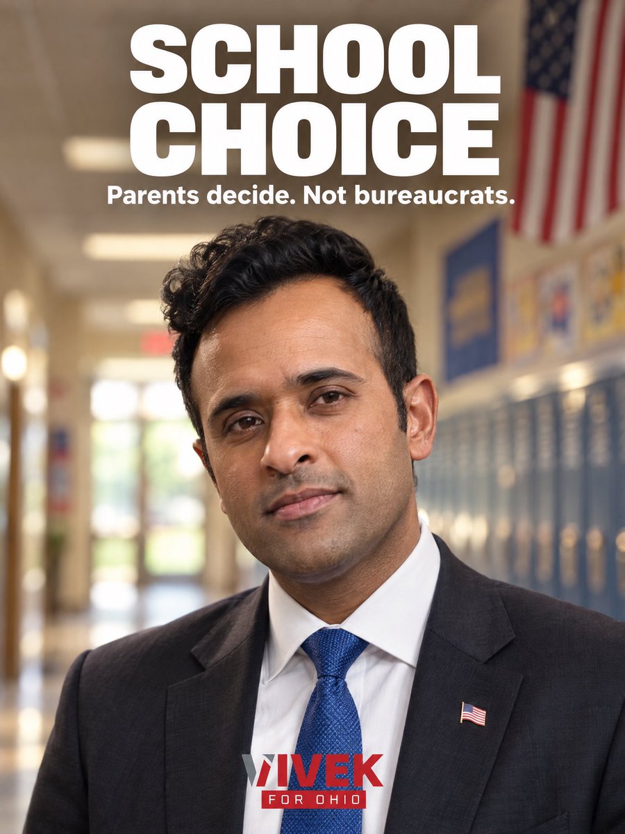 LibertyVivek's tweet photo. It’s time for Real Change in Ohio. Families decide what’s best for the kids, not bureaucrats! Vivek for Ohio ‼️ https://t.co/mQZLai42Pb