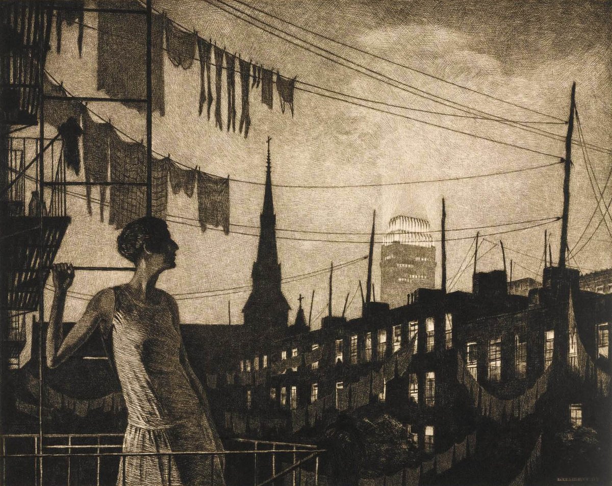 Valent6228's tweet photo. Glow of the City (1929) - Martin Lewis (1881–1962) #drypoint #american_realism #regionalism https://t.co/6Cj8ZGTBj8