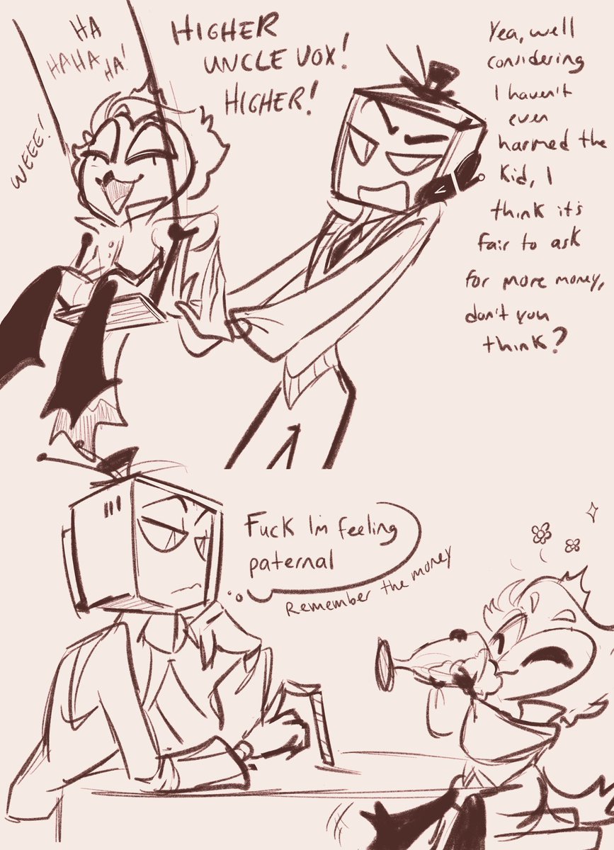 JJOneechan's tweet photo. 📺💫 Uncle Vox and Stolas (1/2)

this started off as a joke but now I wonder…
#vox #stolas https://t.co/GI4jgOqr0w