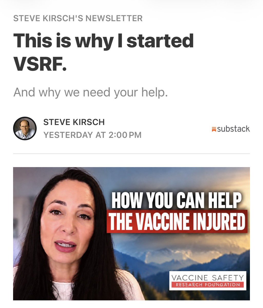 VacSafety's tweet photo. Steve Kirsch: This is Why I Started the VSRF 

“This work doesn’t always make headlines, but for those whose lives have been turned upside down, it can mean everything.”

Read here: https://t.co/lqJPTwXuhO

#VaccineInjured #VaccineSafety #MedicalFreedom https://t.co/nShiaGdiy4
