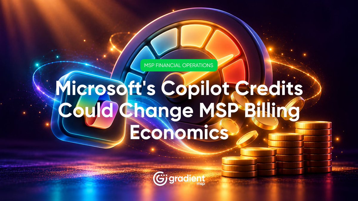 meetgradient's tweet photo. For years, Microsoft billing for MSPs has been a seat game.
 
Count the users. Multiply by the price. Check it in a spreadsheet. 📊
 
#MSP #Microsoft #MSPOperations

Microsoft's Copilot Credits Could Change MSP Billing Economics https://t.co/BFArlFP3dl https://t.co/2odkARCe3L