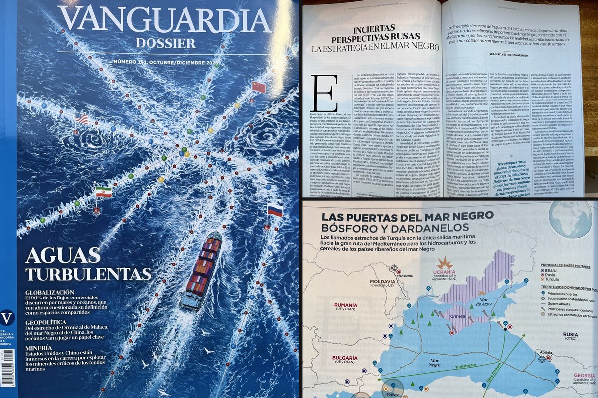 ithomasmore's tweet photo. « Aguas turbulentas »... 

Dans le supplément trimestriel du quotidien barcelonais @LaVanguardia, consacré aux rivalités de puissances sur les mers et les océans, Jean-Sylvestre Mongrenier propose une analyse (en espagnol) sur l’enjeu géostratégique que constitue la mer Noire. https://t.co/WLgU6cSDpF