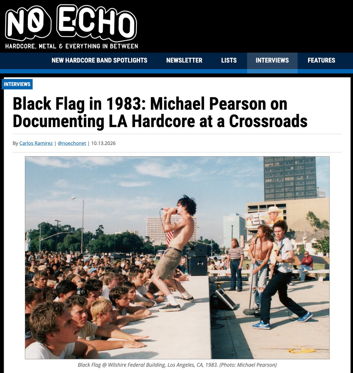 ianchriste's tweet photo. Michael Pearson talks mohawks, metal, new wave, and hauling punks in the bed of his pickup in this XXXcellent new int. on No Echo .net 📣 The Black Flag book beckons you! MY WAR ON WILSHIRE: https://t.co/nJpnocBy9I

#blackflag #hardcorepunk #saintvitus #henryrollins #mywar https://t.co/vuVBJd08N9