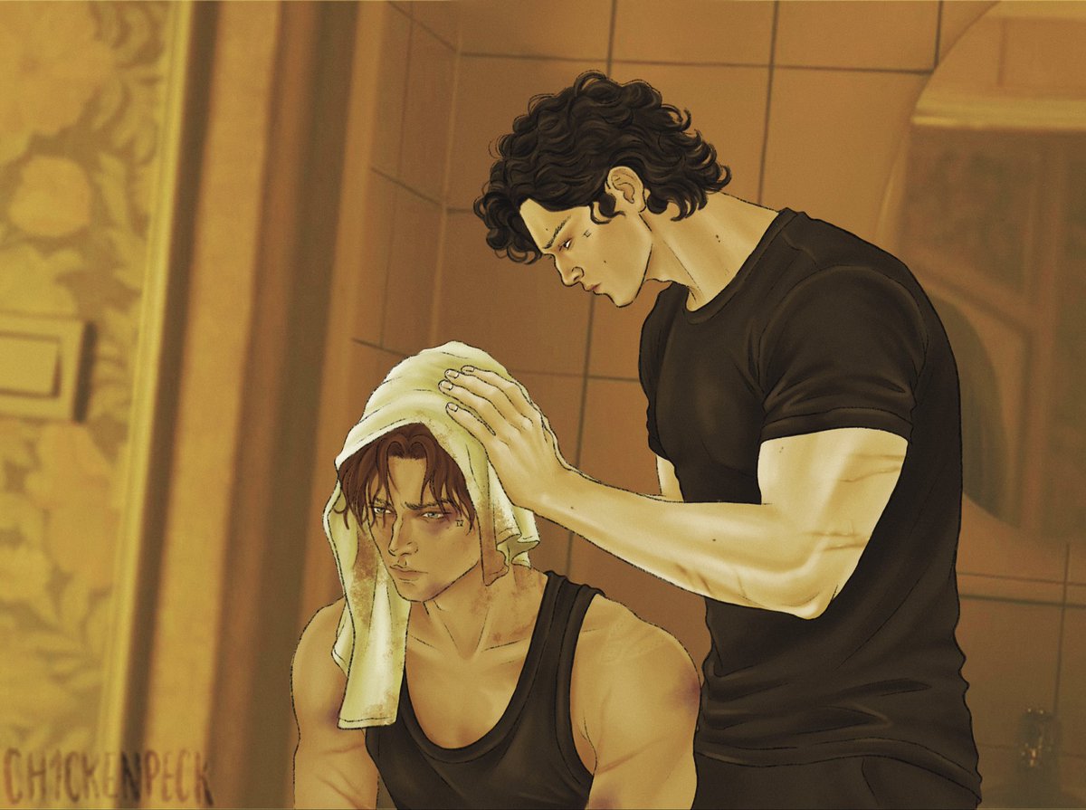 ch1ckenpeck's tweet photo. "He only dimly remembered Jean's hands working dye through his hair." #aftg https://t.co/1tbltO57Yi