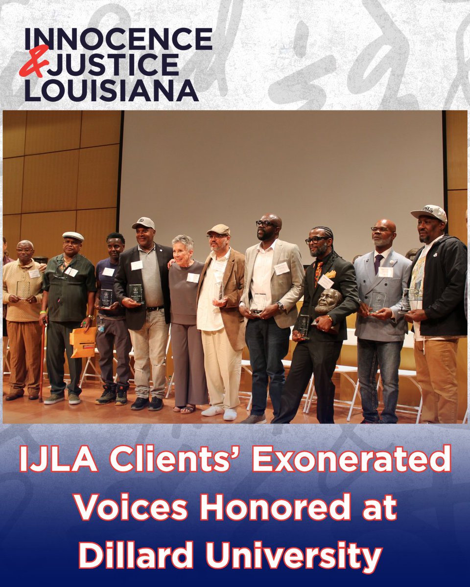 IJLA_org's tweet photo. 8 IJLA exonerees. 233 years lost.

Last week at @du1869's Exonerated Voices event, our clients shared their journeys from wrongful conviction to freedom.

Together, they spent 233 years incarcerated for crimes they didn't commit. https://t.co/5EJaeQ8M3V