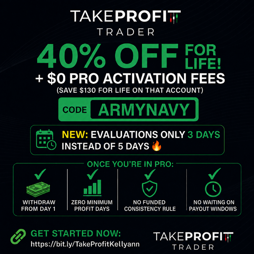 Kellyanntrades's tweet photo. I am giving away a $150K Evaluation at one of my favorites .... @TakeProfitLLC  Daily Payouts and No consistence and no caps are my fav type of prop accounts :-)

Just repost and tag 3 friends or foes to be entered.  I will select and post a winner on friday. 

Good luck all! https://t.co/v7W9riqYcJ