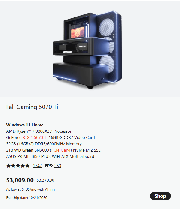 CriticalFailGa2's tweet photo. @georgebsocial A $7700 gaming PC is overkill. You could spend less than half that and have no problem playing any game on the market for this and next generation without upgrades https://t.co/6wlf9JphKb