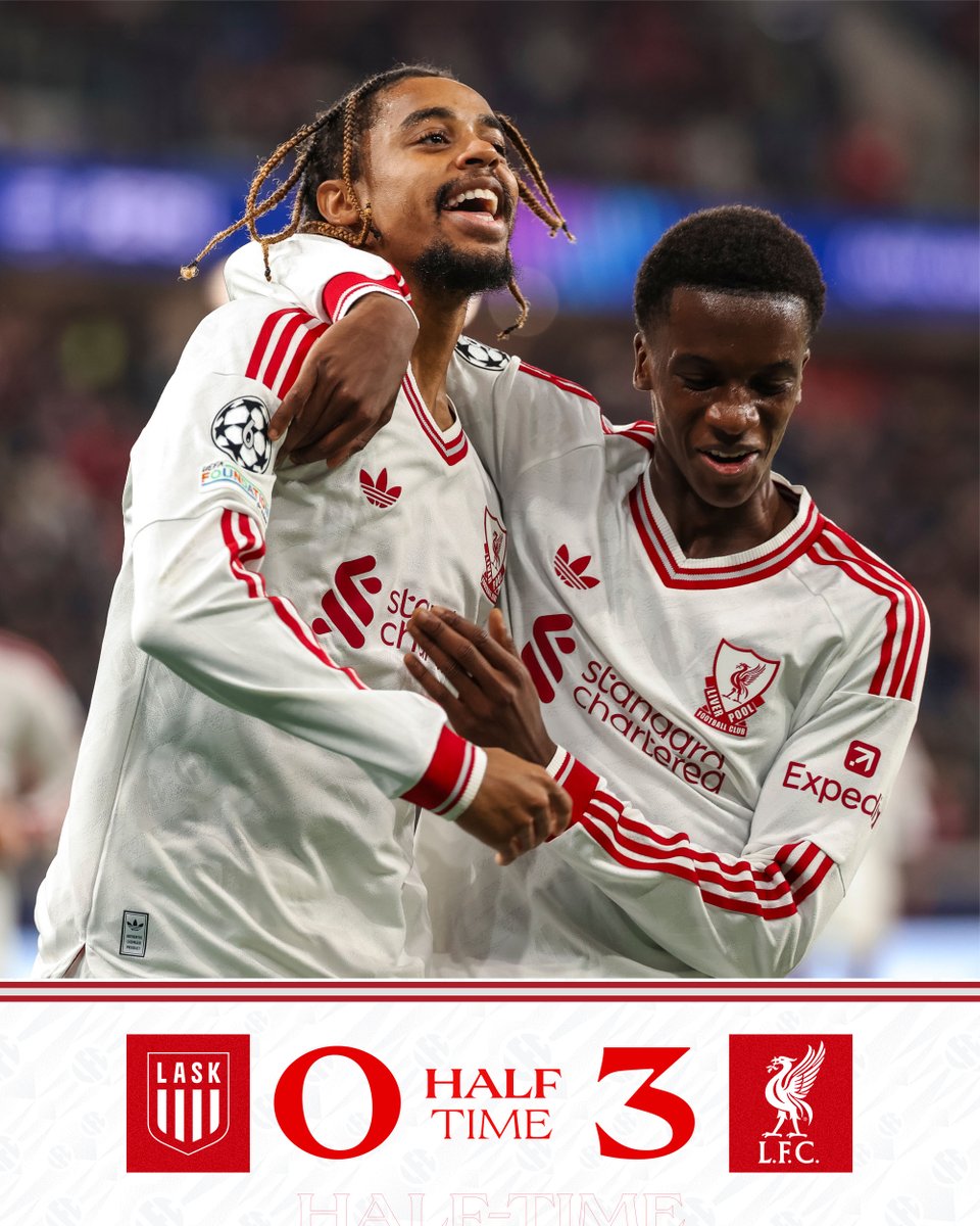 LFC's tweet photo. A brilliant first half performance has us ahead at the break 🙌 #UCL https://t.co/ioqrbByk6t