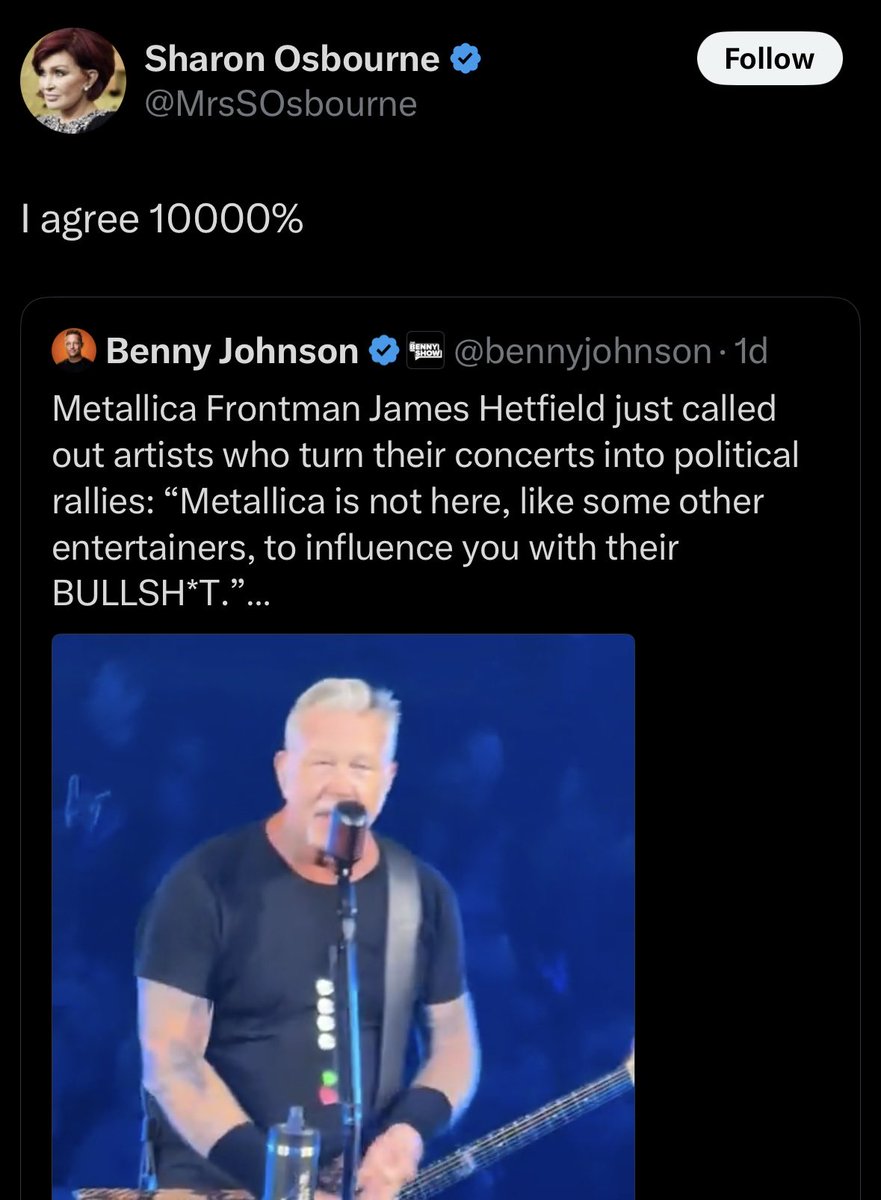 WUTangKids's tweet photo. Lmao so apparently @MrsSOsbourne never listened to Ozzy’s lyrics of songs like "War Pigs" and just cashed all the royalty checks https://t.co/rYESEWi6t7
