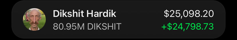 SOL_ALPHA_T01's tweet photo. $DIKSHIT Is printing massively on my Alpha telegram group 🏆🚀

If you’re in my  tg group your copy trade would have been on same profit as I am.

Ca: AMQ8BusAhpwbt3ufSCTi4k3BEQ7AecX9u12Jnk6Spump https://t.co/pfdVCCCy91