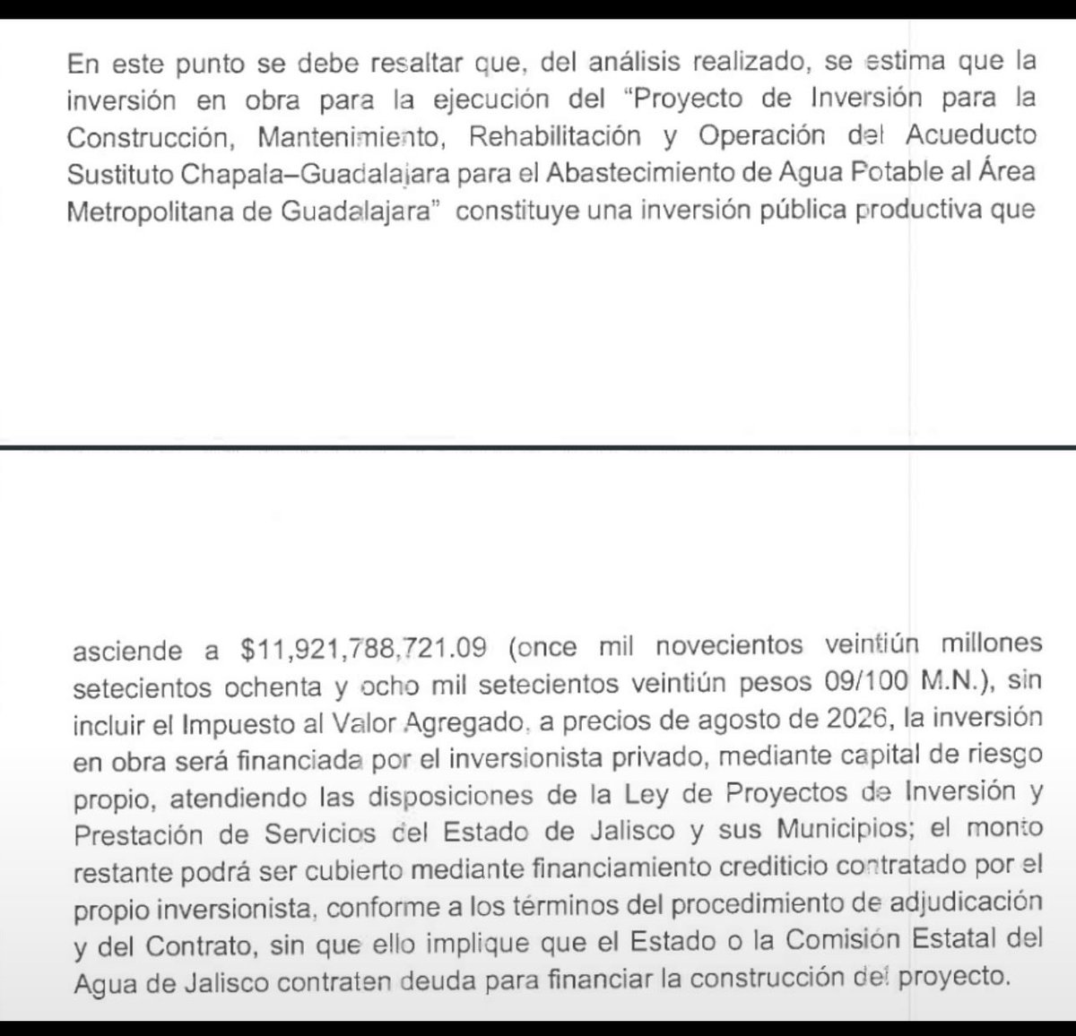 julioastillero's tweet photo. LEMUS INSISTE EN PRIVATIZAR 
Mañana inicia el proceso en busca de abrir puertas de privatización del agua en la zona metropolitana de #Guadalajara, conforme a proyecto ya enviado por #PabloLemus al congreso de #Jalisco. 
Se turnará el proyecto a la Comisión de Hacienda, habrá dictamen y luego podría ser puesto a votación. 

Extractos de la iniciativa de decreto , tomados de la cuenta de @andres_dlap