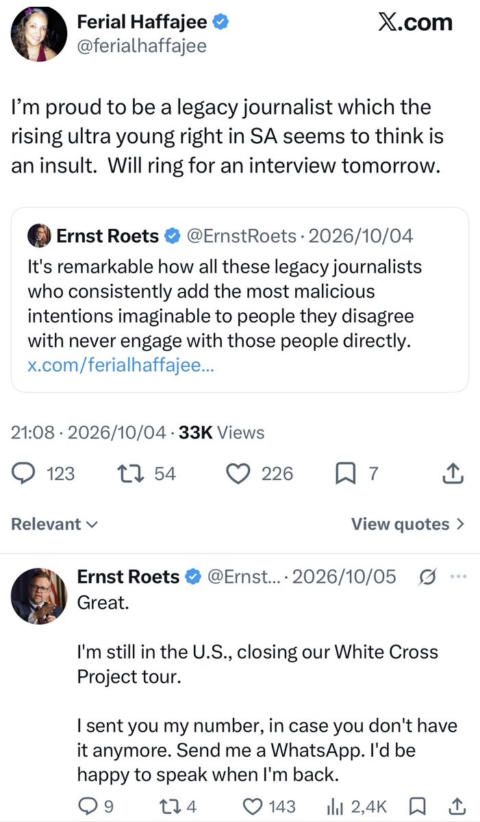 ErnstRoets's tweet photo. Spoiler: @ferialhaffajee never followed up, despite publicly and privately announcing that she would.
This, after she announced all sorts of horrible conclusions online without even attempting to test the validity thereof as journalists ought to do. https://t.co/1J7vvxyMmm