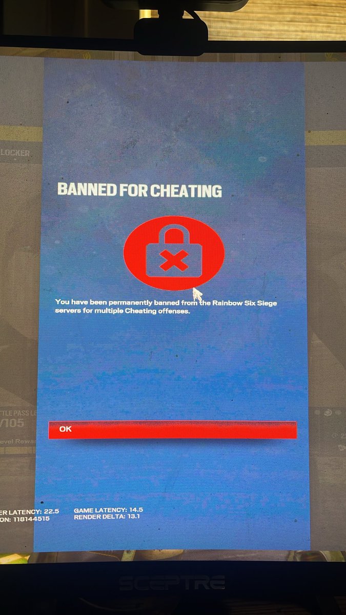 Andxwww1's tweet photo. Perma banned for cheating I’ve never cheated a day in my life someone help @Rainbow6Game @R6esports https://t.co/1QRymIX0JB