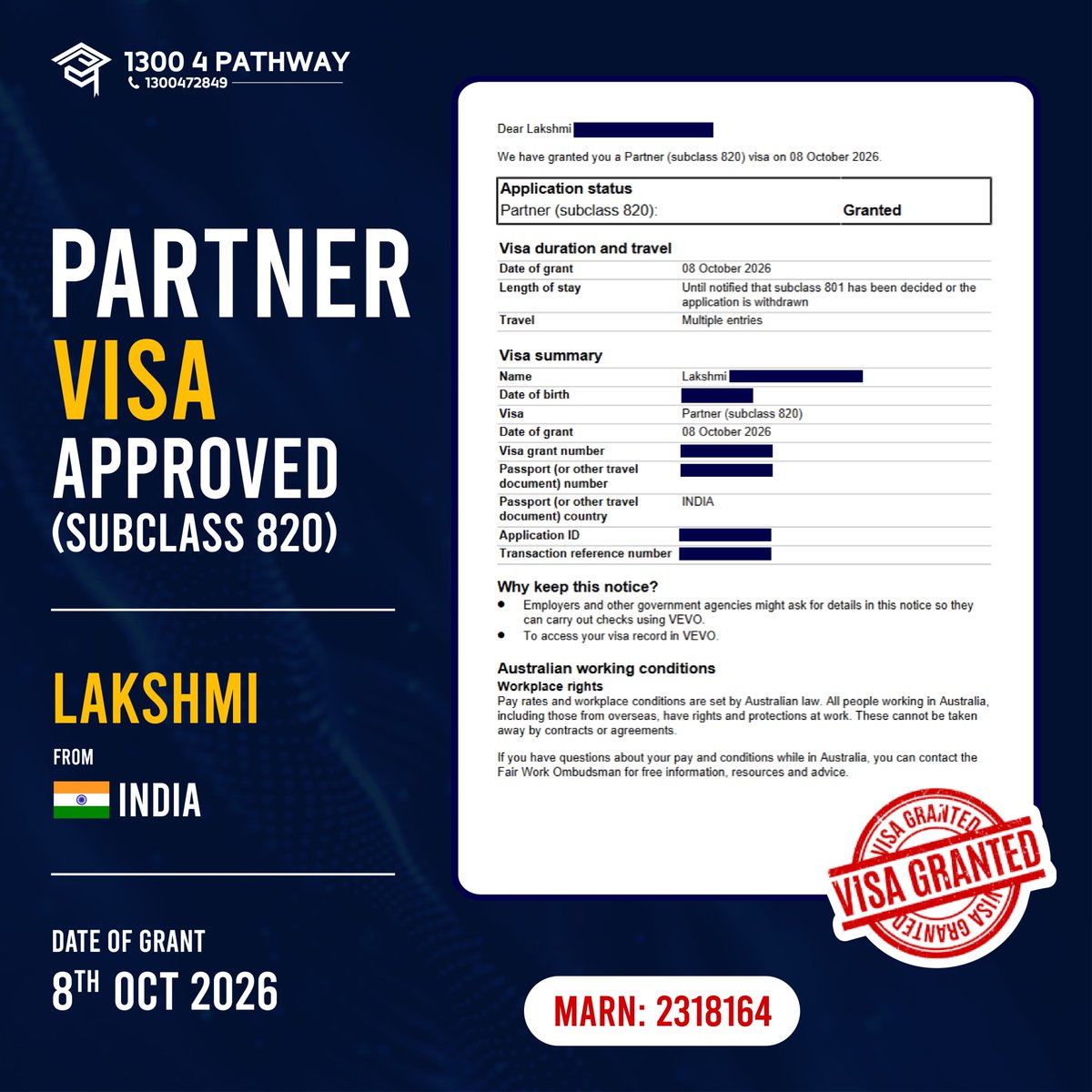 pathway_edu_au's tweet photo. 🌟👨‍🎓 Celebrating Lakshmi's Visa Success Story!
🎉🎊 Heartfelt congratulations to Lakshmi from India🇮🇳 

#visa #Successstories #Partnervisa #visagranted #subclass820 #visa820 #VisaSuccess #EducationConsultation #MigrationServices https://t.co/rAoF2XX4Ya