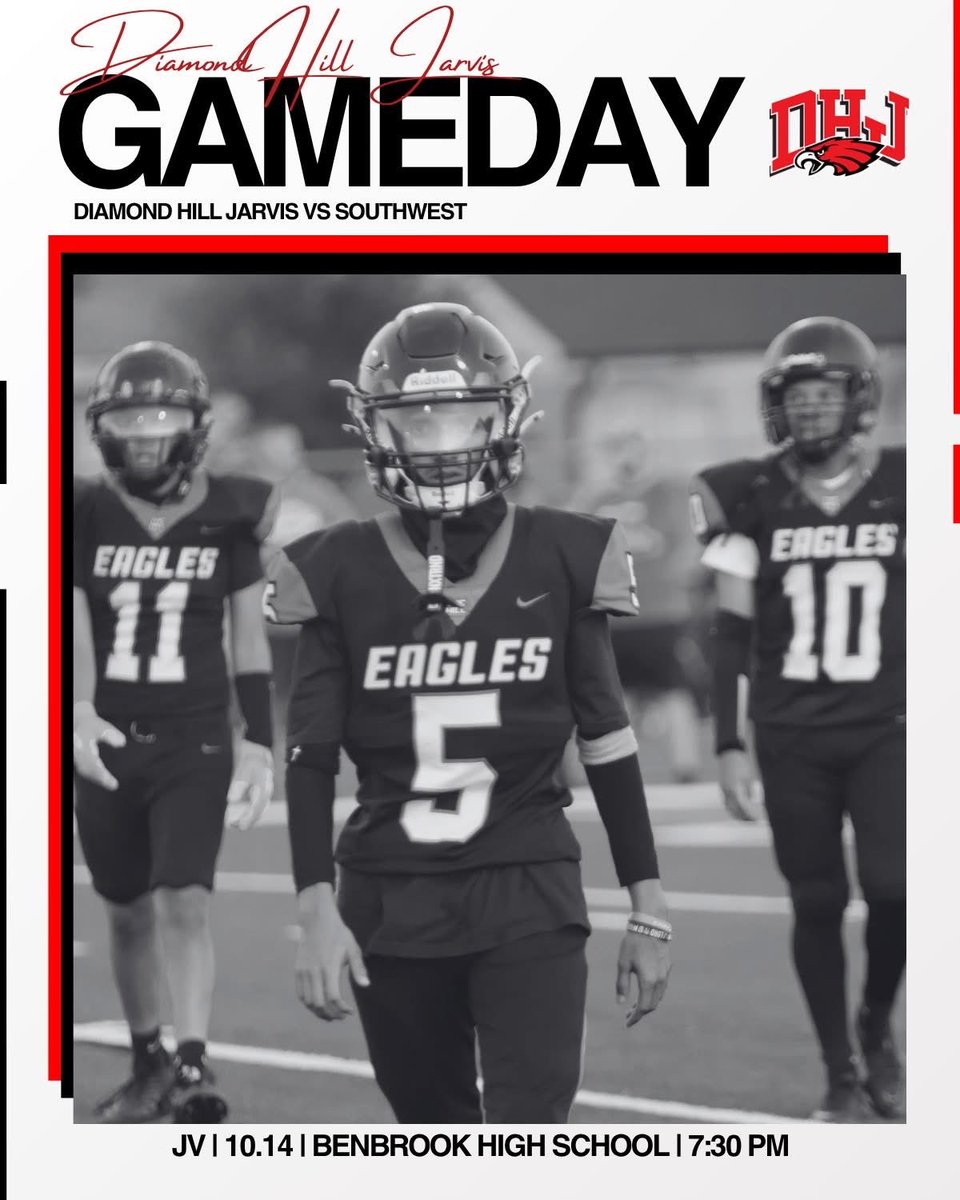 DHJ_Football's tweet photo. JV Game Day! Your Eagles travel to Benbrook High School to take on the Southwest Raiders at 7:30! 

#WeAreDiamondHill🦅 https://t.co/WfexQQMPC8