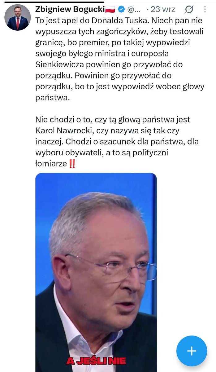 M_Musial's tweet photo. @HubnerrMax Minister Bogucki stwierdza, że Sienkiewicz wypowiedział się wobec głowy państwa. Czy to oznacza, że w jego obecności? https://t.co/JUjl7Rg1U9