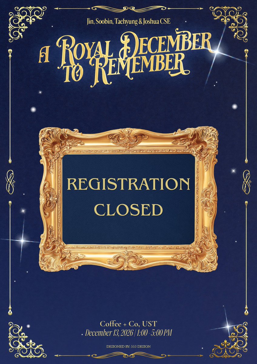 jincheolyj's tweet photo. The Royal Court is officially FULL 🥳

Thank you for answering the call and filling the Royal Registry! Our four princes are ready to welcome you all this December 😉

💌 For those with unsettled downpayments,
please check your inboxes and spam folders for our payment instructions. Kindly make sure to review them accordingly.

Looking forward to making beautiful December memories with you all!

#ARoyalDecembertoRemember
#BTSVTXTLoversCourt