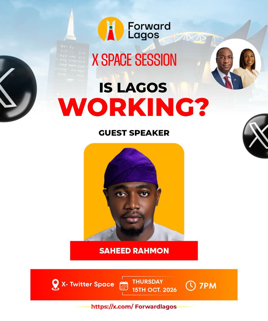 _ForwardLagos's tweet photo. Join AROMIRE ABDULQUYUM, SAHEED RAHMON, OBADIAH OYINDAMOLA THELMA, BALOGUN QUDUS on the Forward Lagos Virtual Hangout tomorrow by 7:00 PM as they discuss:
“IS LAGOS WORKING?”
Set your reminder using this link: https://t.co/B5UJiPRE8r
#ForwardLagos #KOHDSJ2027 #PBAT2027 https://t.co/JT9K9ILs5Y