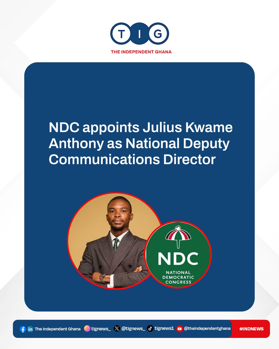 tignews_'s tweet photo. NDC appoints Julius Kwame Anthony as National Deputy Communications Director.
#TIG #TIGNews #werejectpartisanec #congratulationsjuliusanthony
WORLD RICKY DAY | ChatGPT | GoldBod | E-Levy https://t.co/9b4zds9mQT