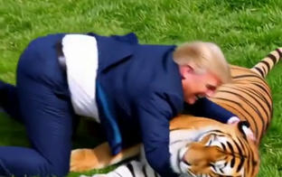 petejohnson1952's tweet photo. Trump posts vile fantasy video mocking man who was mauled to death by a tiger. Republican House and Senate support an insane President https://t.co/EHjXNFf173 https://t.co/tirKiym8tU