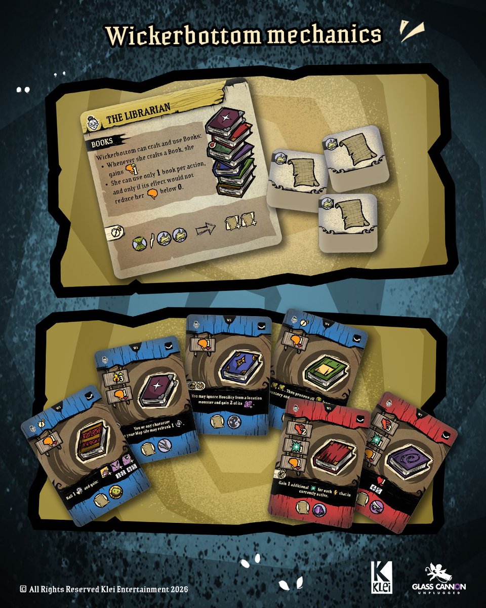 GCUtabletop's tweet photo. Time to hit the books!

Wickerbottom can craft 7 different tomes, letting her summon Tentacles and lightning, regrow plants, light up the night, put enemies to sleep, and more. Which book would you use first?

She’s also getting a revised miniature!

#boardgames #dontstarve https://t.co/aLZZpVMlfF
