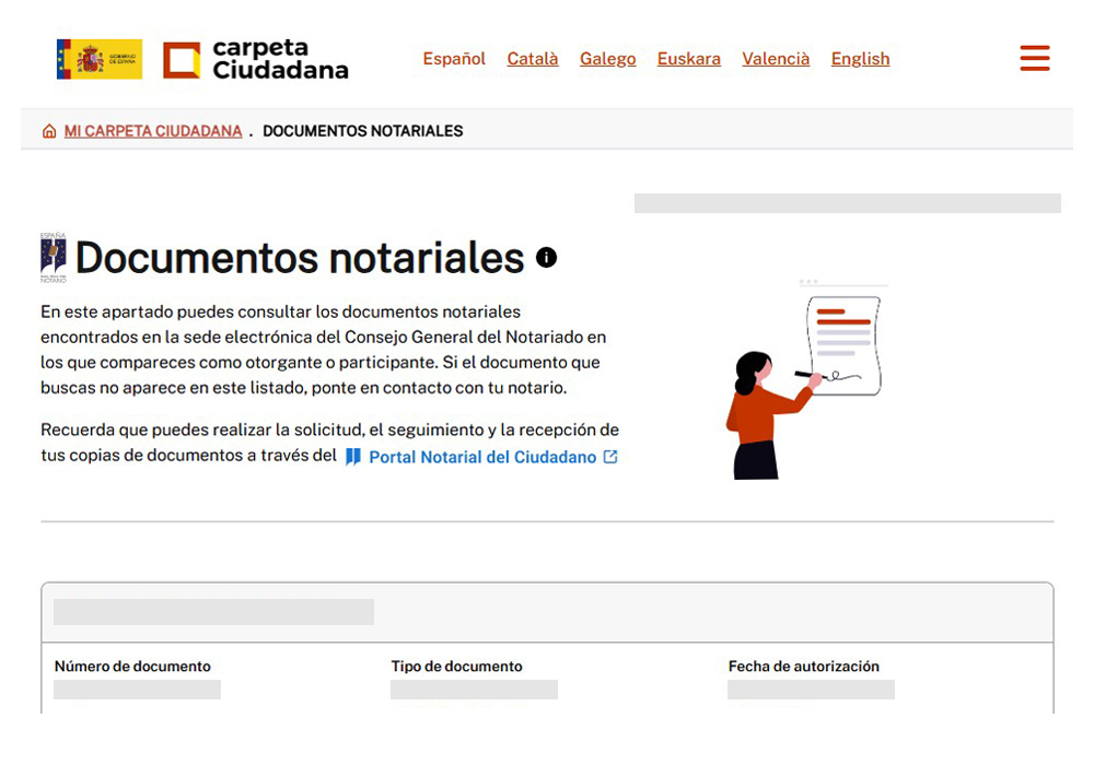 Notarios_ES's tweet photo. ✅ Ciudadanos y empresas ya pueden acceder a la información de sus documentos notariales desde ‘Mi Carpeta Ciudadana’

Los usuarios podrán conocer el tipo de actos o negocios jurídicos que han otorgado o en los que han participado (matrimonio, compraventa, testamento, poder, etc.) y en qué concepto han intervenido

🖊️ Así como el nombre del notario o notaria que autorizó el documento, el número del mismo y la fecha de autorización, entre otros datos

Más información 🔗https://t.co/utjP3mpYky