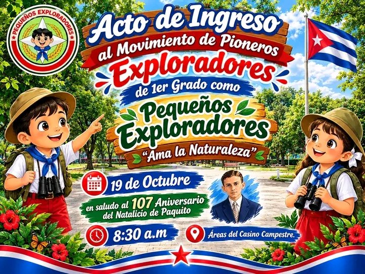 jorgelpp026's tweet photo. Felicidades a todos los pioneros exploradores este 19 de octubre #Camagüey #SomosContinuidad. https://t.co/pS9BzCevWN