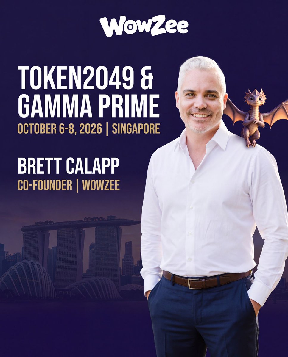 WowzeeOfficial's tweet photo. Our Co-Founder @brettcalapp’s Singapore week at @token2049 and @gammaprime 🇸🇬

His takeaway: everyone’s tokenizing, but 93% of people have no wallet.

Two decades in gaming taught him the way in: make ownership feel like play.

More wallets to open. See you next year, Singapore! https://t.co/NDToUK2LpP