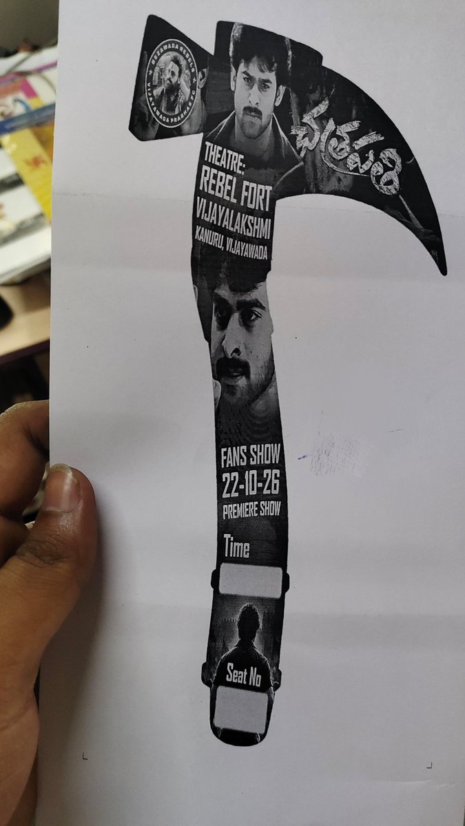 BezawadaRebels_'s tweet photo. Mana Premiere fans show tickets printing in process 🔥

#Prabhas #Chatrapathi4K https://t.co/fxag54gbpN