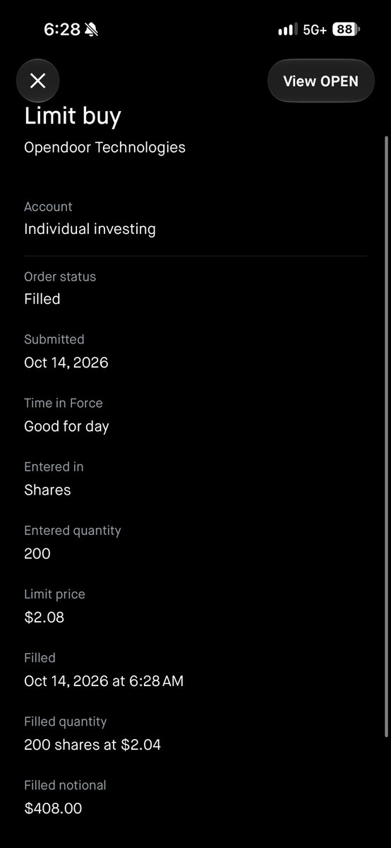 MrAlwaysRugged's tweet photo. At prices this low, they’re practically GIVING away free shares! Had to buy another 200 at $2.04 per share. Now at 6501 shares @ $4.66 avg. $OPEN https://t.co/k969JBxAMm