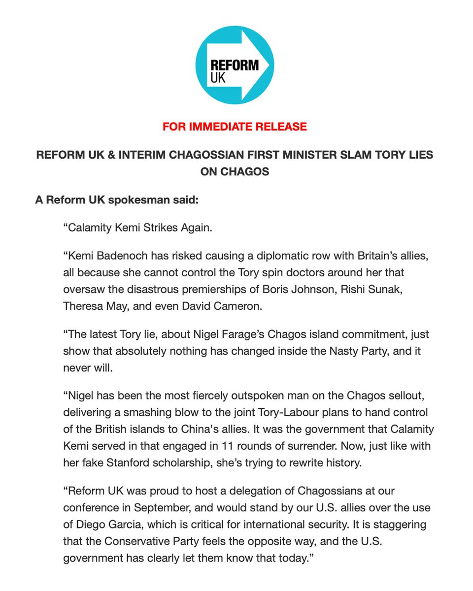 reformparty_uk's tweet photo. 🚨 STATEMENT ON TORY CHAGOS LIES 🚨 https://t.co/s7gVHQlcpU