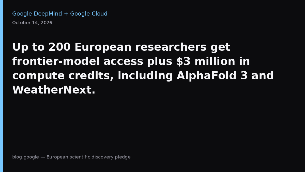 NullCostAI's tweet photo. Google is giving 200 EU researchers $3M in compute plus frontier models. https://t.co/cq5knBVGYc