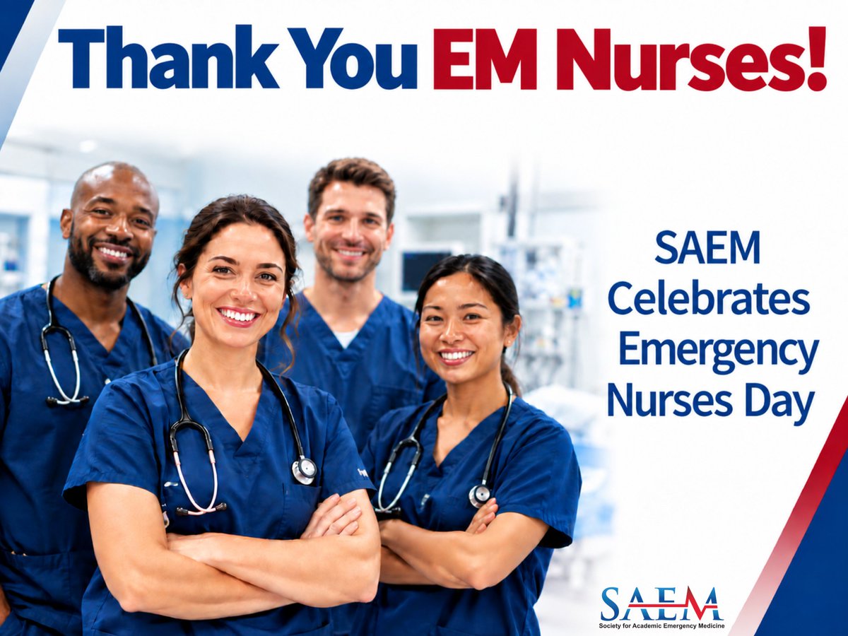 SAEMonline's tweet photo. Today, we recognize the dedication, compassion, and expertise of emergency nurses who make a difference every day. Thank you for all that you do! #EmergencyNursesDay #EmergencyMedicine https://t.co/HW86AMOFHI