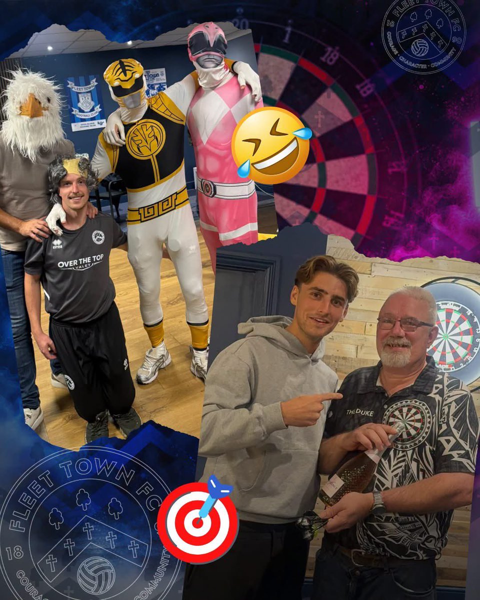FCFleetTown's tweet photo. Wow, what a fantastic night at our first-ever Fleet Town Darts Competition! 🎯 

Our first team layers and fans came together for a brilliant evening of darts, laughs and some questionable finishing! 😂

Huge congratulations to Calvin Gower and Kev De Barros, who took home the title! Calvin was particularly happy to collect his signed Fleet Town shirt and a few beers for his efforts! 🏆

Even better, we easily raised our fundraising target for Ben Cook! 💙

A massive thank you to everyone who played, came along and supported the night.

One thing's for sure – there's a real appetite for more social nights like this at the club, and we've got plenty more planned!

Watch this space! 👀