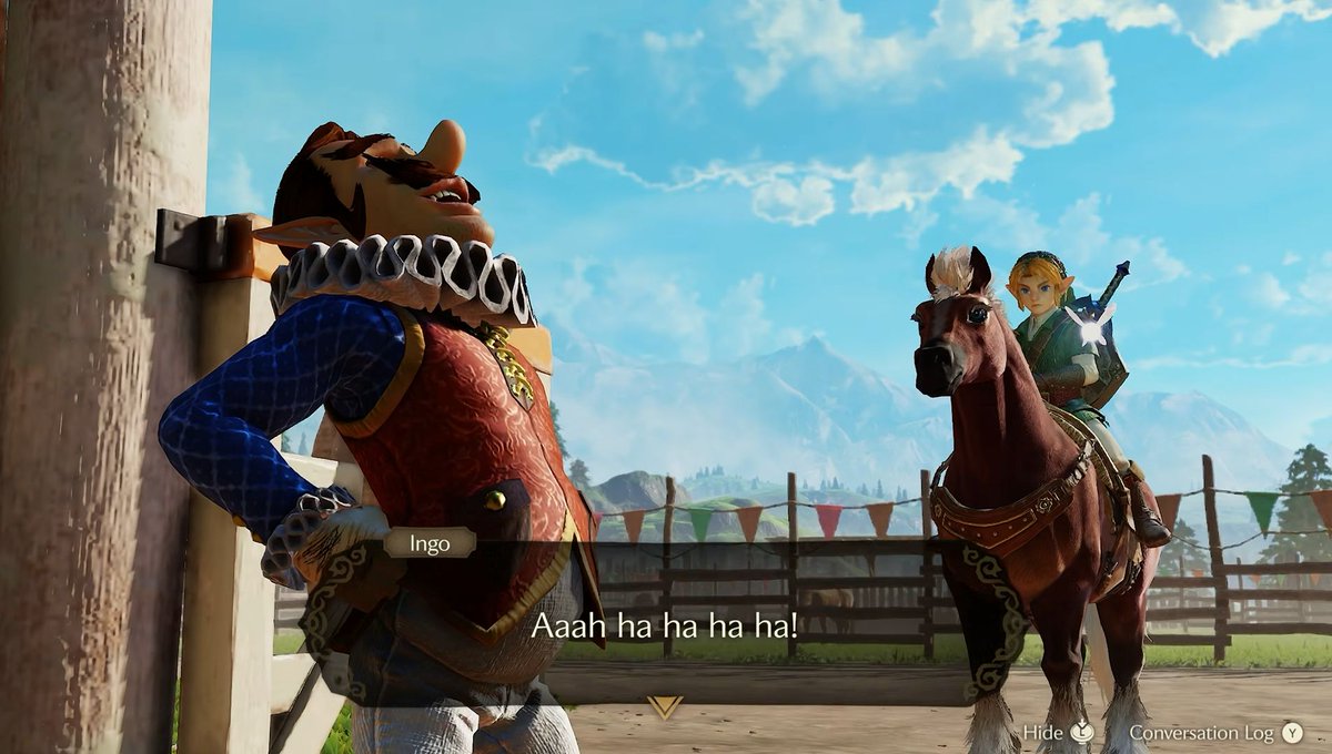 ZeldaUniverse's tweet photo. New Ocarina of Time trailer just dropped and gave us our first look at some classic characters: Talon, Ingo and the (terrifying) Kakariko Windmill Music Man! #Zelda https://t.co/F6wFI2vAK0
