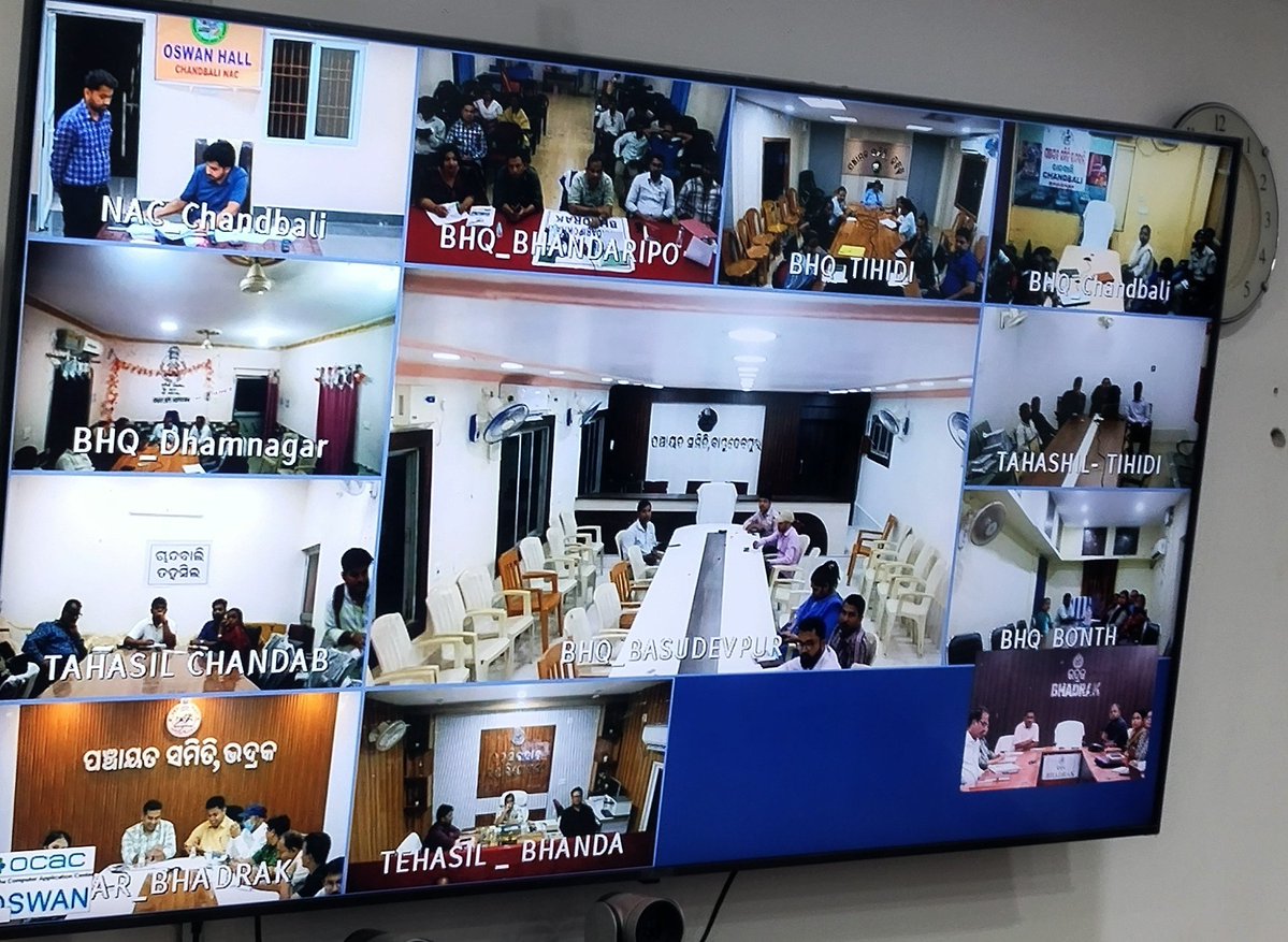 DM_Bhadrak's tweet photo. A review meeting on the implementation of the Odisha State Workflow Automation System (OSWAS) in the District held today in hybrid mode in presence of the Additional District Magistrate (Revenue) &amp; the Sub-Collector.All Dist. level Officers attended the meeting in OSWAN VC Hall. https://t.co/ofrE9ahq9H